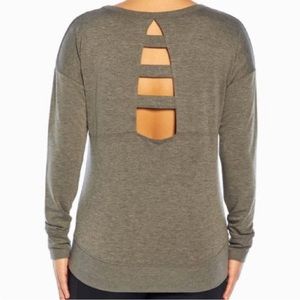 Balance Collection Cut-Out Long Sleeve Gray Top
